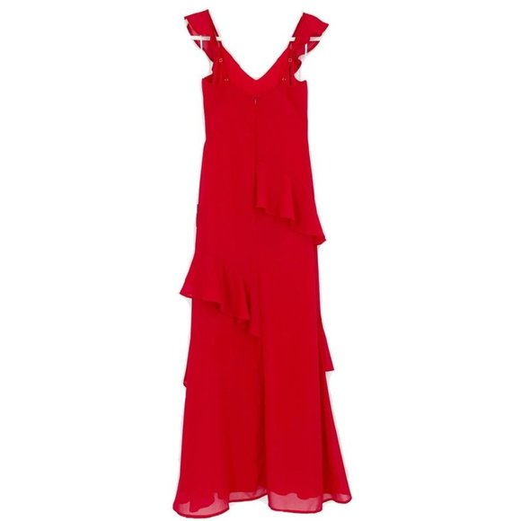 New Lulu's Small Calle Red Ruffled Sleeveless Maxi Dress Sexy Party Cocktail - Picture 7 of 11
